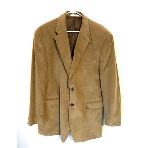 Vtg Ralph Lauren Men Corduroy Sport Coat Blazer Jacket 46 R Brown Leather Button